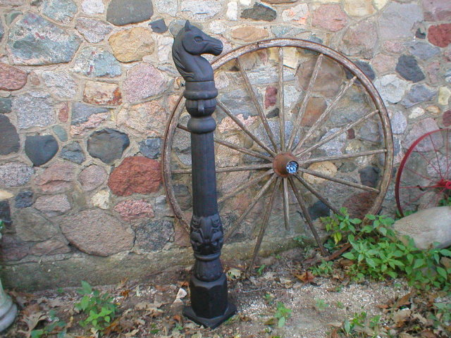 BIG CAST IRON HORSEHEAD HITCHING POST HOME DECK GARDEN DECOR H