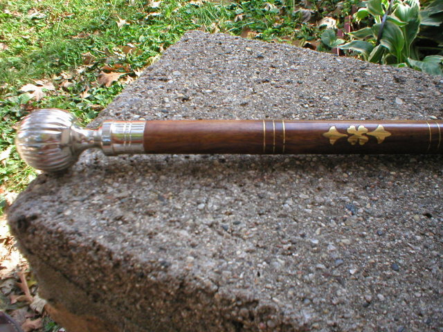 NICKEL PLATED RIBBED KNOB CANE WALKING STICK