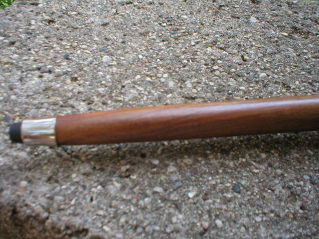 NICKEL PLATED RIBBED KNOB CANE WALKING STICK