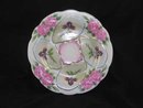 PORCELAIN OYSTER PLATE PURPLE FLOWER WELLS O