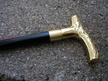 BRASS HANDLE BRANCH CANE VICTORIAN WALKING STICK