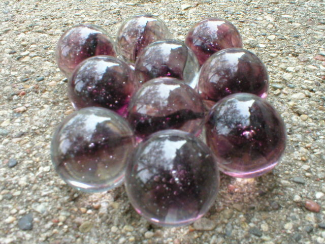 AMETHYST CAT EYE SHOOTER MARBLES TWO POUNDS ONE INCH
