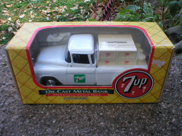 7UP 1:25 SCALE DIECAST 1955 CHEVOLET PICKUP BANK ERTL