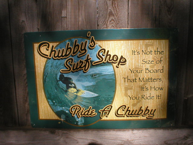 CHUBBY'S SURF SHOP TIN SIGN METAL RETRO ADV SIGNS M