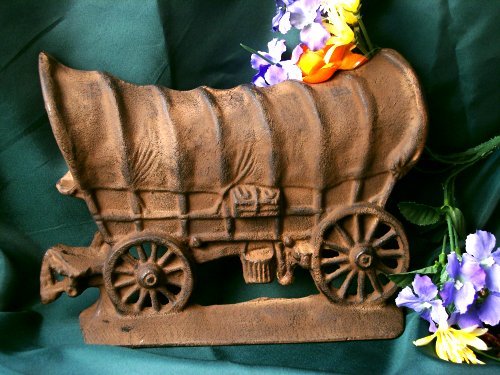 CAST IRON COVERED WAGON DOORSTOP