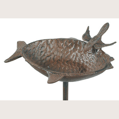 CAST IRON FISH SHAPED FEEDER GARDEN STAKE F