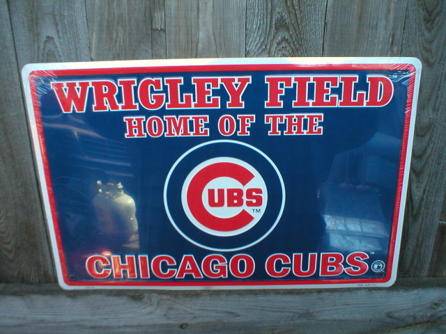 WRIGLEY FIELD CHICAGO CUBS TIN SIGN