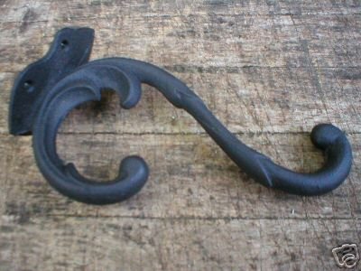 CAST IRON LARGE BLACK VINTAGE STYLE VICTORIAN HOOK H