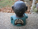 BLACK MAN WITHOUT HAT MECHANICAL BANK CAST IRON BANKS J