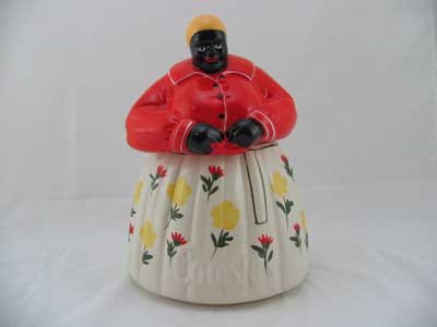 PORCELAIN MAMMY COOKIE JAR FLOWERED SKIRT