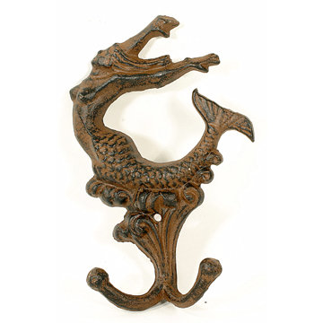 CAST IRON MERMAID RUSTIC WALL HOOK IRONWARE DECOR I