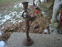 CAST IRON ANGEL CANDLE HOLDER IRONWARE DECOR A