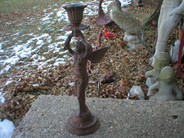 CAST IRON ANGEL CANDLE HOLDER IRONWARE DECOR A
