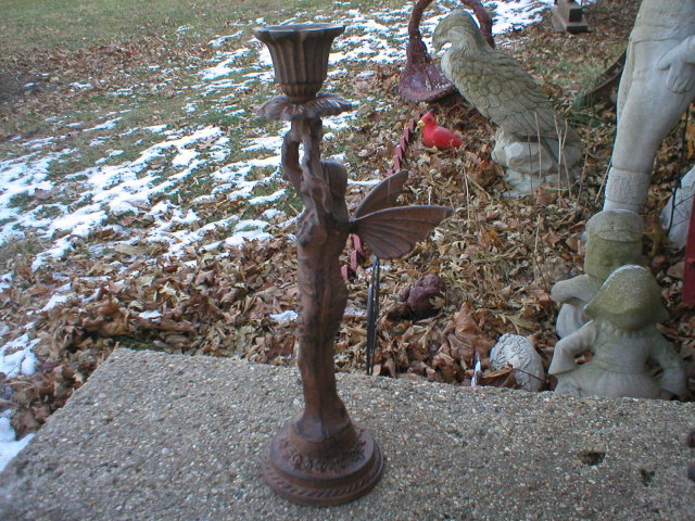 CAST IRON ANGEL CANDLE HOLDER IRONWARE DECOR A