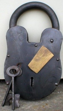 IRON PADLOCK BRASS KEYHOLE COVER LARGE