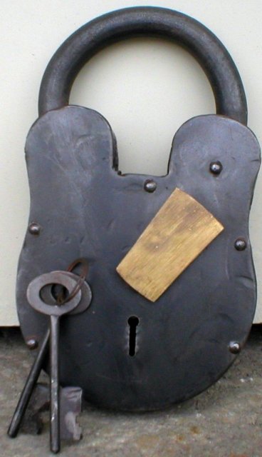 IRON PADLOCK BRASS KEYHOLE COVER LARGE