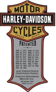 HARLEY DAVIDSON TRADE MARK PATENTS SIGN METAL ADV SIGNS H
