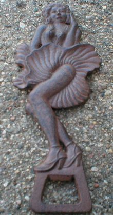 FAN LADY BOTTLE OPENER CAST IRON NAKED WOMAN O