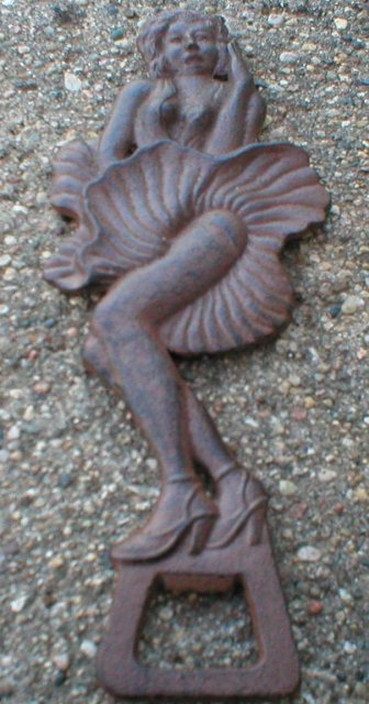 FAN LADY BOTTLE OPENER CAST IRON NAKED WOMAN O