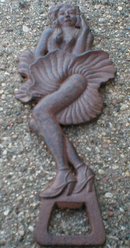 FAN LADY BOTTLE OPENER CAST IRON NAKED WOMAN O