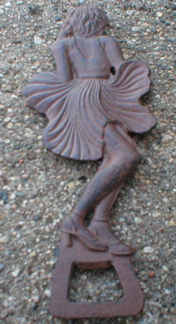 FAN LADY BOTTLE OPENER CAST IRON NAKED WOMAN O