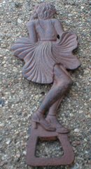 FAN LADY BOTTLE OPENER CAST IRON NAKED WOMAN O