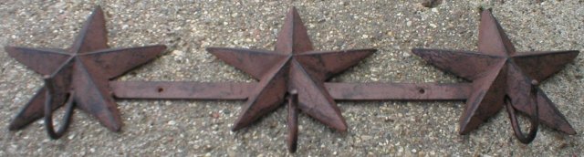 STAR COATRACK CAST IRON 3 HOOK WALL HANGER S