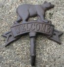 BEAR WELCOME SINGLE HOOK CAST IRON WALL MOUNT B