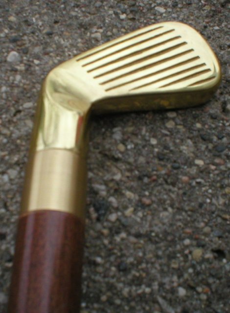 GOLF FLASK CANE WALKING STICK BRASS HANDLE B