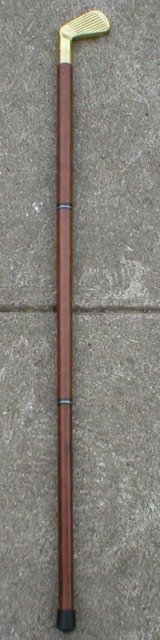 GOLF FLASK CANE WALKING STICK BRASS HANDLE B
