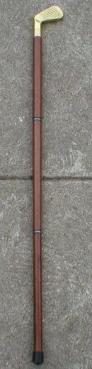 GOLF FLASK CANE WALKING STICK BRASS HANDLE B