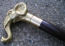 ELEPHANT FLASK CANE WALKING STICK BRASS HANDLE E