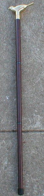 BIRD FLASK CANE WALKING STICK BRASS HANDLE E