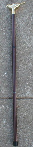 BIRD FLASK CANE WALKING STICK BRASS HANDLE E