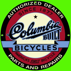 COLUMBIA BICYCLES SIGN PORCELAIN-COATED RETRO ADV SIGNS C