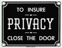 PRIVACY SIGN PORCELAIN COAT ADV RETRO SIGNS P