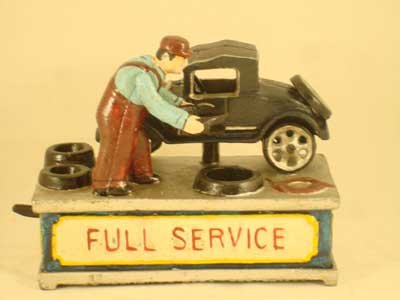 FULL SERVICE MECHANICAL BANK CAST IRON