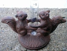 SQUIRREL RAIN MEASURE GAUGE CAST IRON