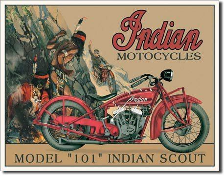 INDIAN SCOUT MODEL 101 TIN SIGN RETRO METAL ADV SIGNS