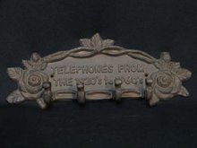 TELEPHONES ROSE COATRACK WALL HANGER CAST IRON DECOR