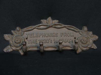 TELEPHONES ROSE COATRACK WALL HANGER CAST IRON DECOR