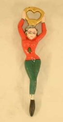 CHRISTMAS LADY BOTTLE OPENER PINK CAST IRON N