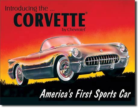 1953 CORVETTE TIN SIGN METAL RETRO ADV SIGNS C