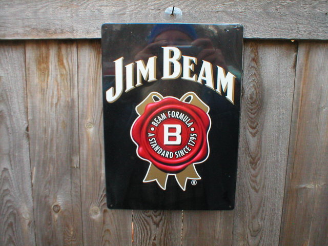 JIM BEAM TIN SIGN METAL ADV SIGNS B