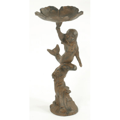 MERMAID BIRD FEEDER CAST IRON RUSTIC