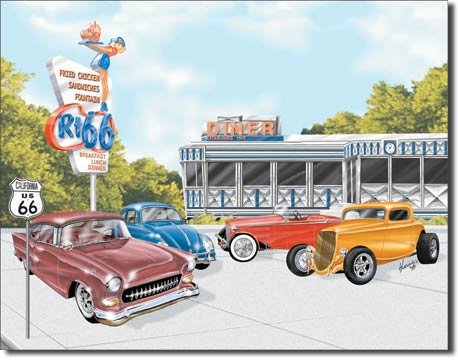 ROUTE 66 DINER TIN SIGN METAL RETRO ADV SIGNS C