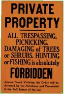 PRIVATE PROPERTY PORCELAIN COAT SIGN METAL ADV SIGNS J