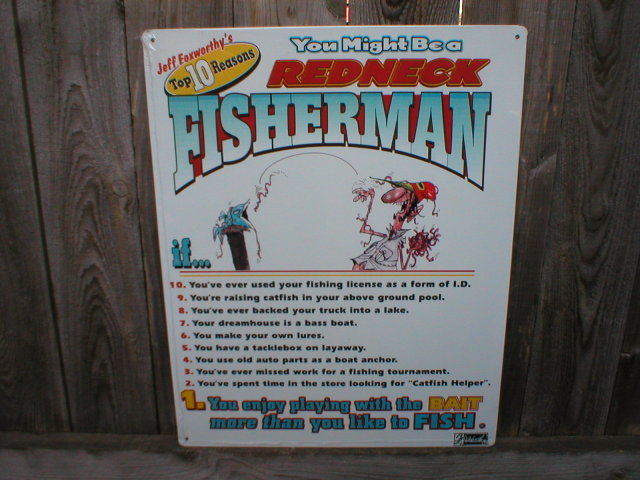 FISHERMAN REDNECK TIN SIGN JEFF FOXWORTHY