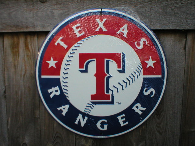 TEXAS RANGERS BASEBALL SIGN METAL ADV AD SIGNS T