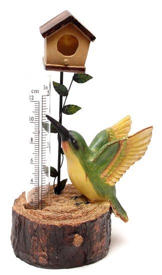 HUMMINGBIRD RAIN GAUGE YARD GARDEN DECOR C